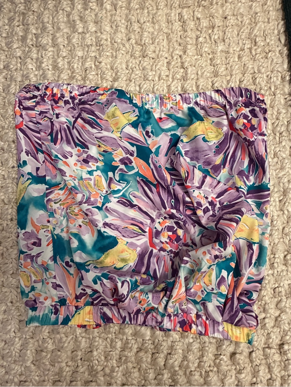 Floral Print Elastic Strapless Top